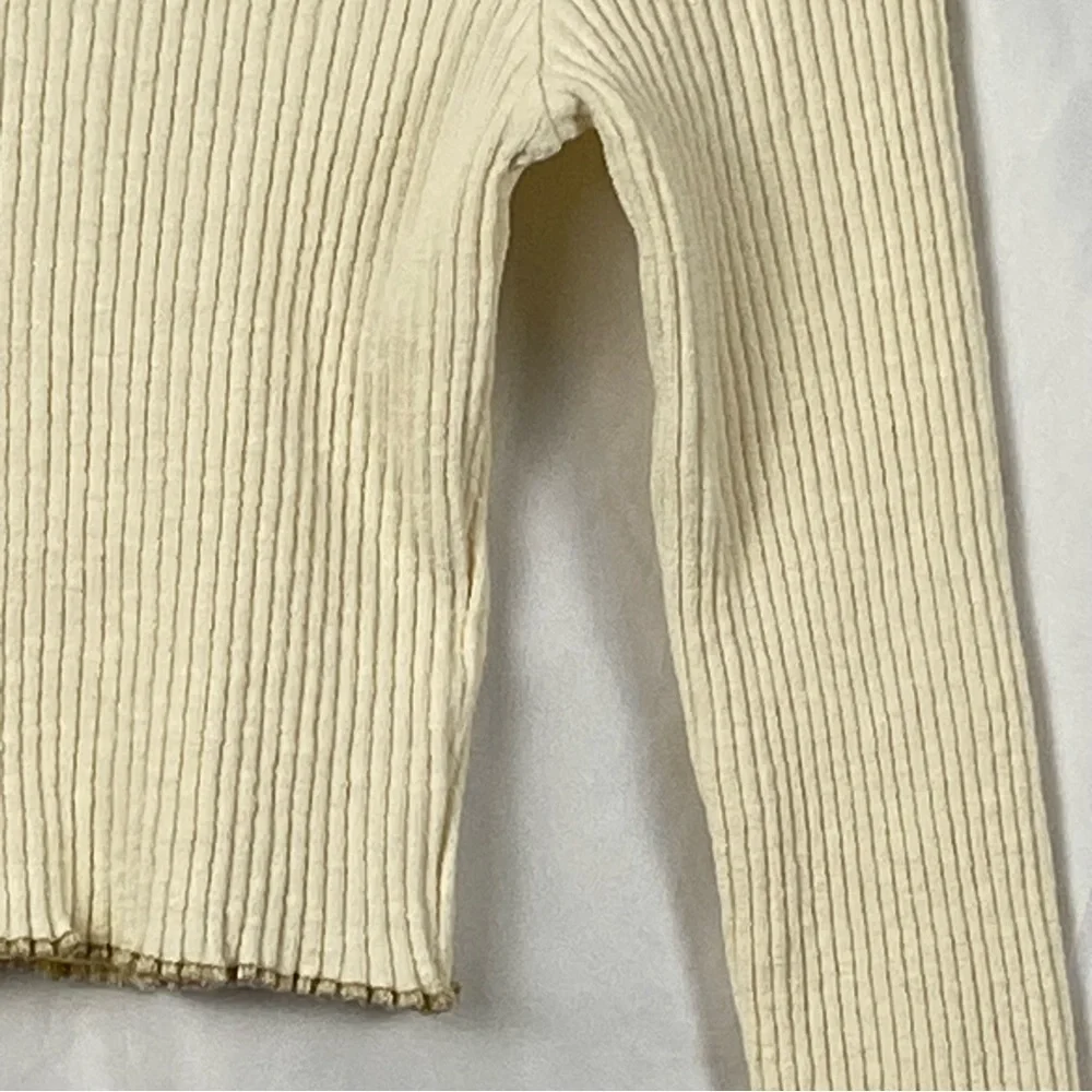 O’Neill Cream Ribbed Y2K Long Sleeve Cropped Top Size Small - Picture 11 of 16